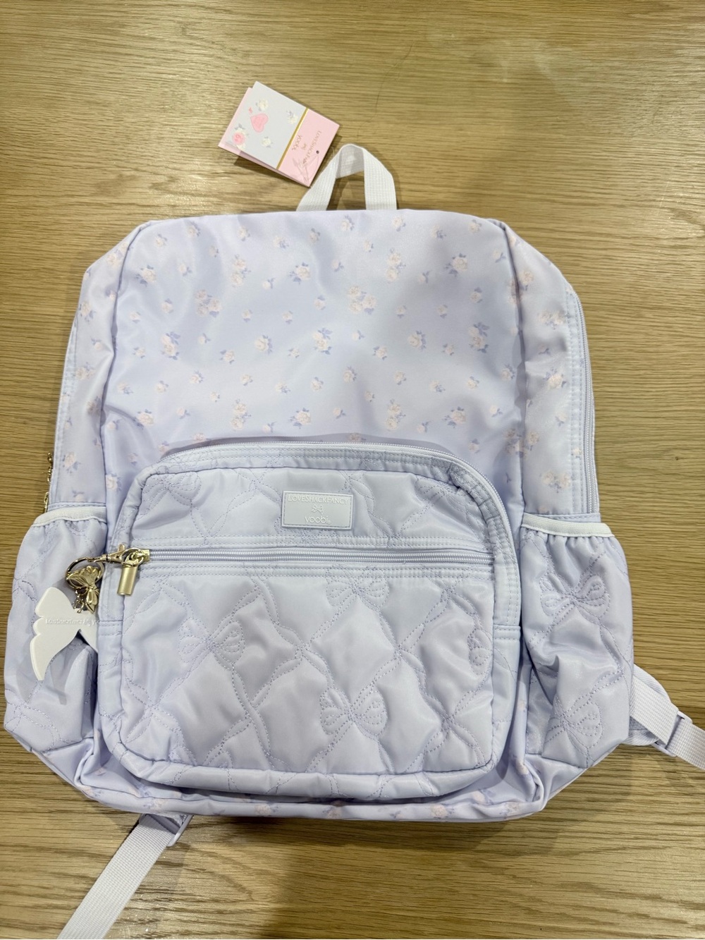 LoveshackFancy x Yoobi Lilac Quilted Kids Backpack with Bow Detail - NWT